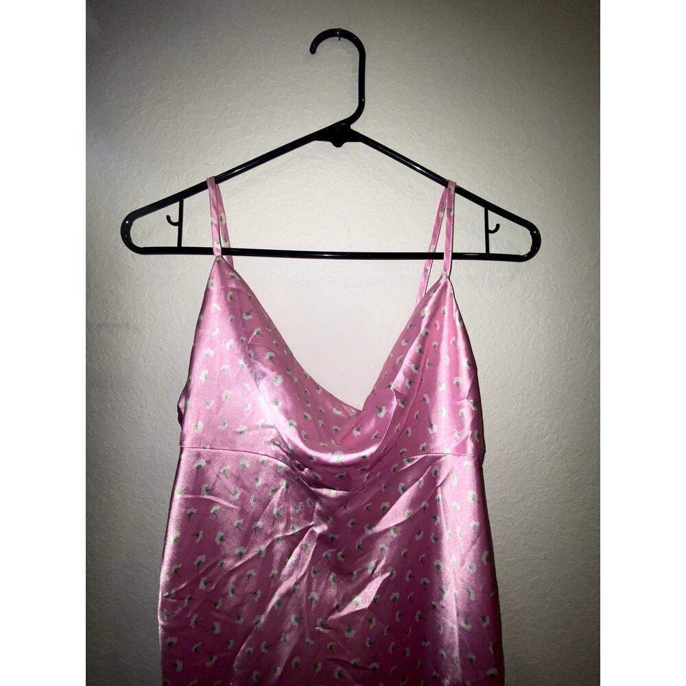 Zara Womens Pink Floral Satin Mini Babydoll Dress Size XS - Picture 4 of 5
